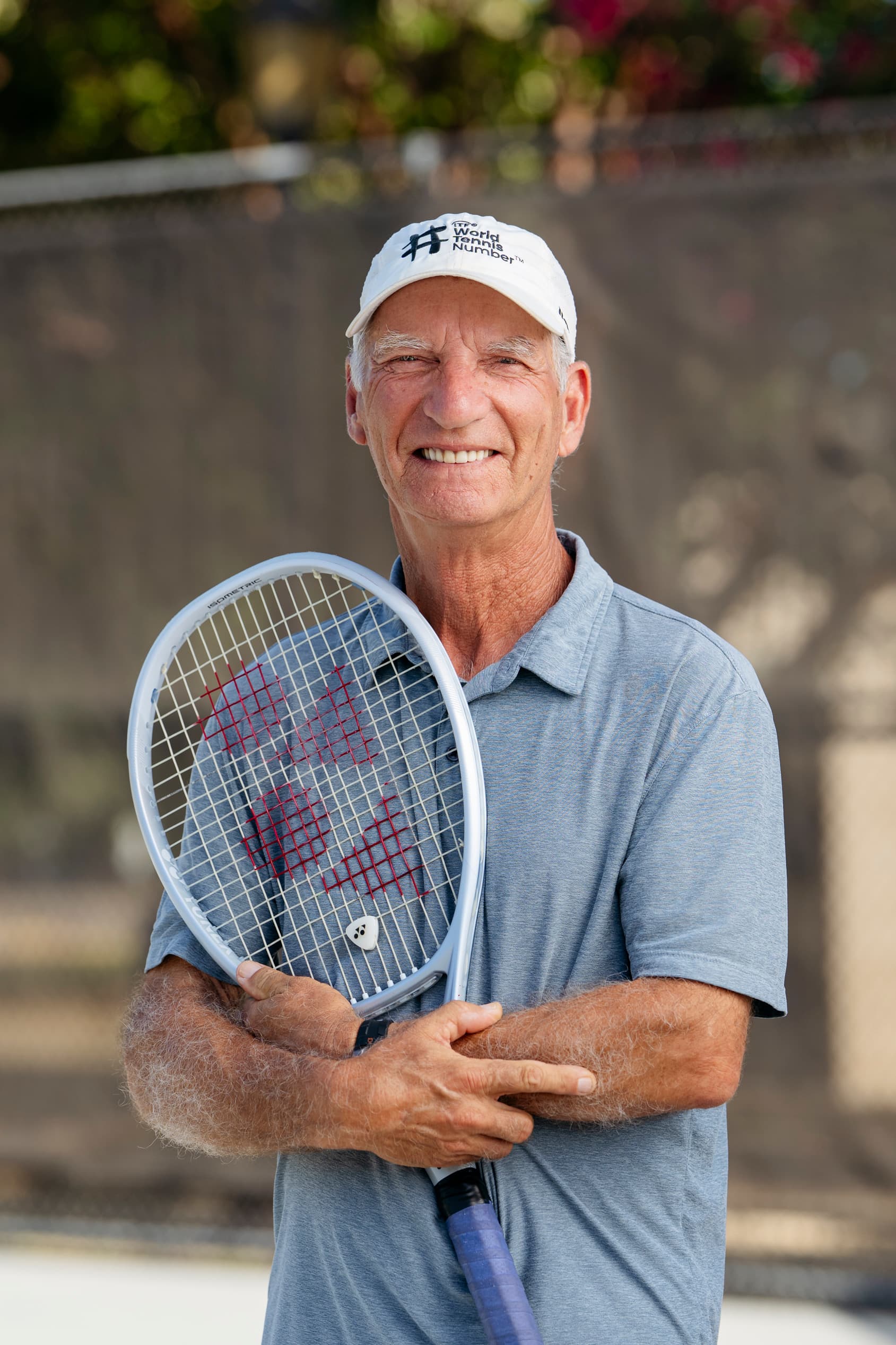 Neil Adams, author of The Player's Hitlist, on the tennis court